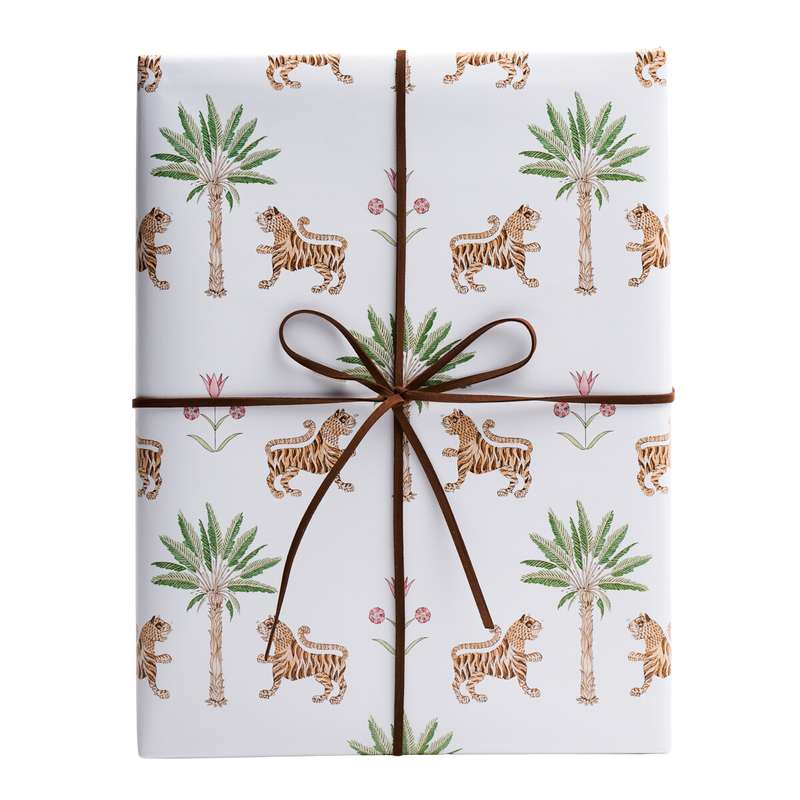 Tiger Palm Wrapping Paper In Crimson