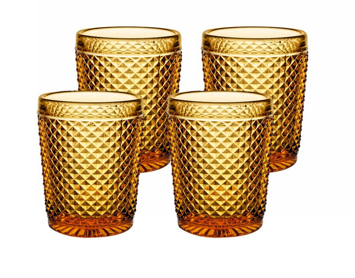 Bicos Old Fashion in Amber, Set of 4