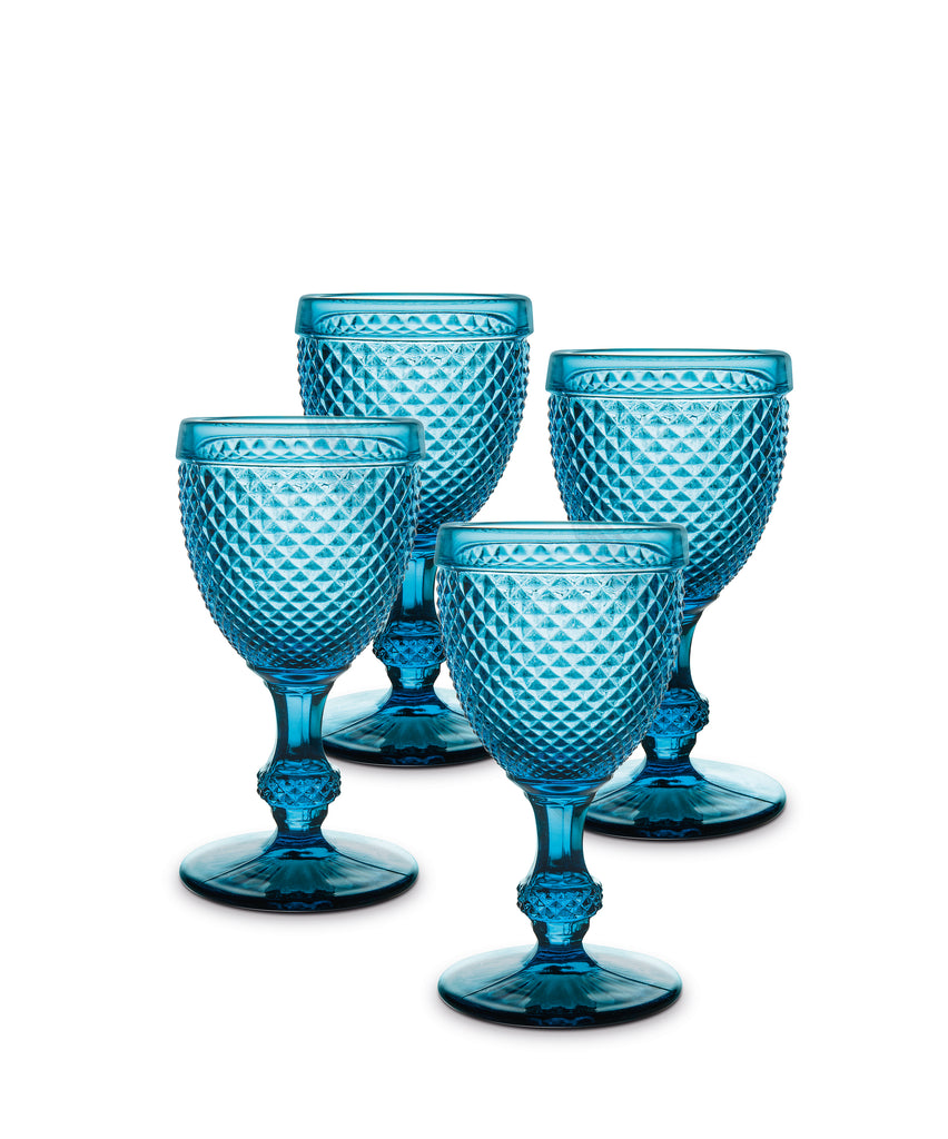 Bicos Water Goblets in Blue, Set of 4