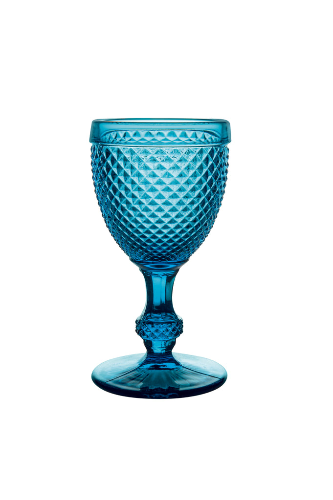 Bicos Red Wine Goblets in Blue, Set of 4