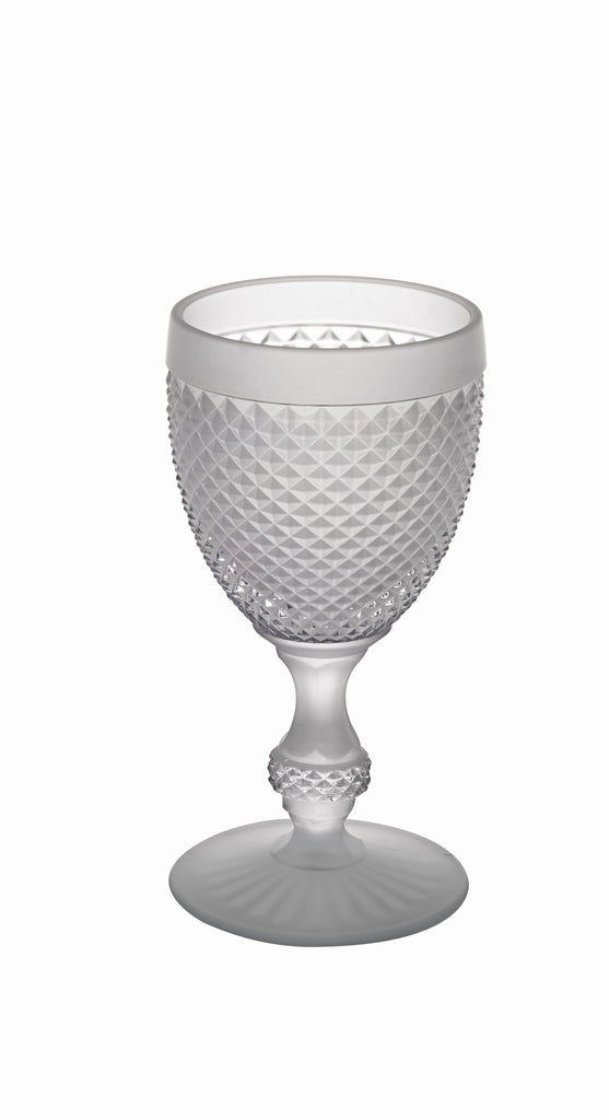 Bicos Bicolor Frosted White Goblet, Set of 4