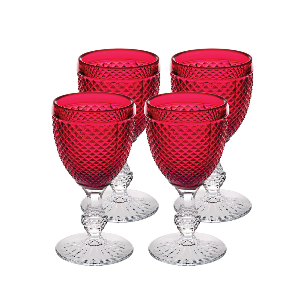 Bicos Bicolor Goblet With Red Top, Set of 4