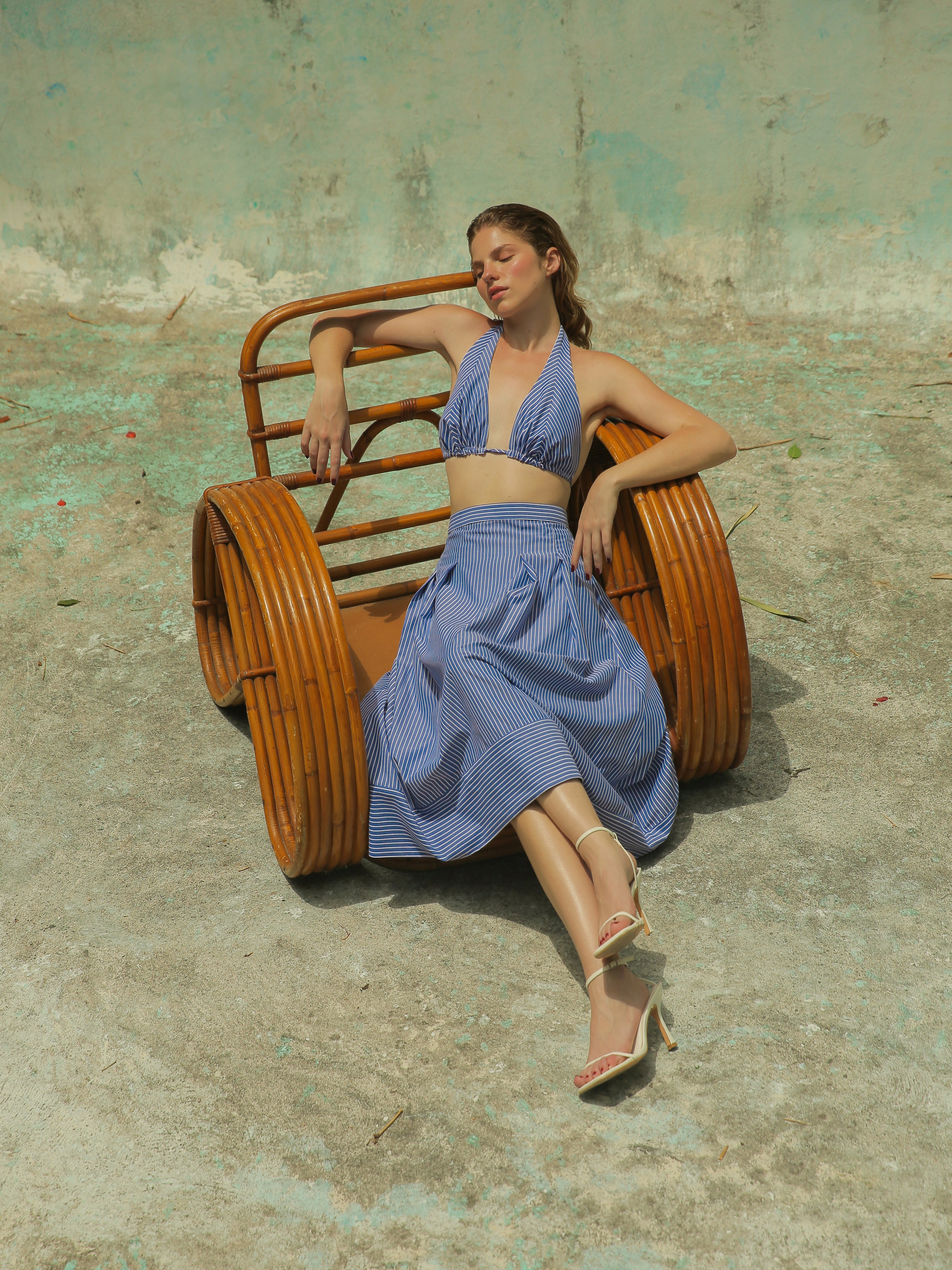 Vela Skirt in Blue Stripes