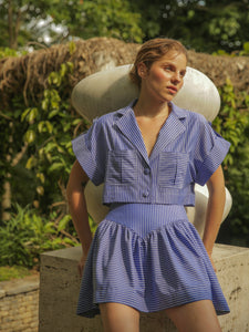 Sotavento Mini Skirt in Blue Stripes