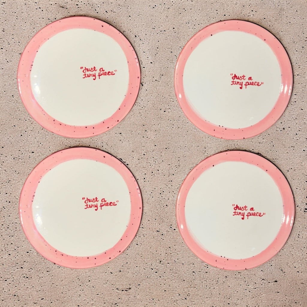 Hand-painted “Just a Tiny Piece” Tiny Plates, Set of 4