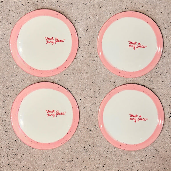 Hand-painted “Just a Tiny Piece” Tiny Plates, Set of 4