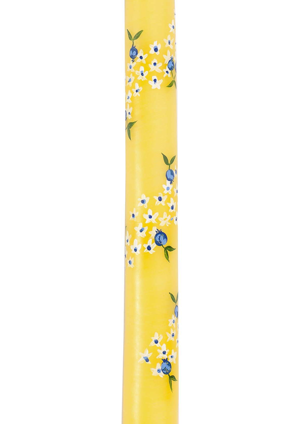 Yellow Blueberry Blossom Hand-Painted Taper Candles, Set of Two