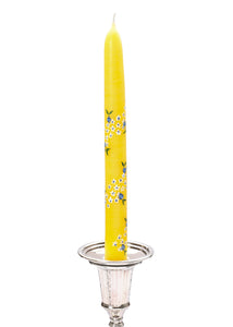 Yellow Blueberry Blossom Hand-Painted Taper Candles, Set of Two