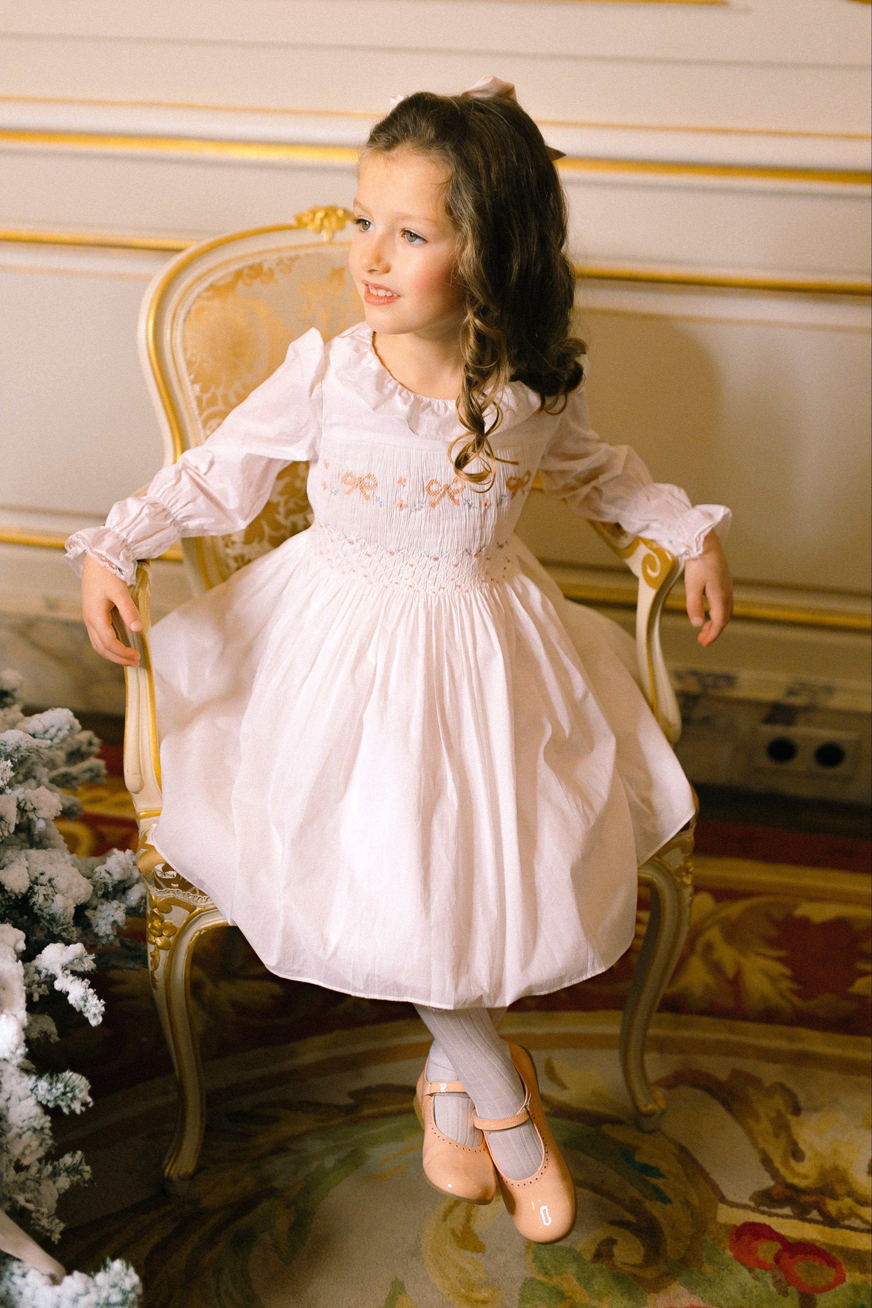 Marie Antoinette White Smocked Dress