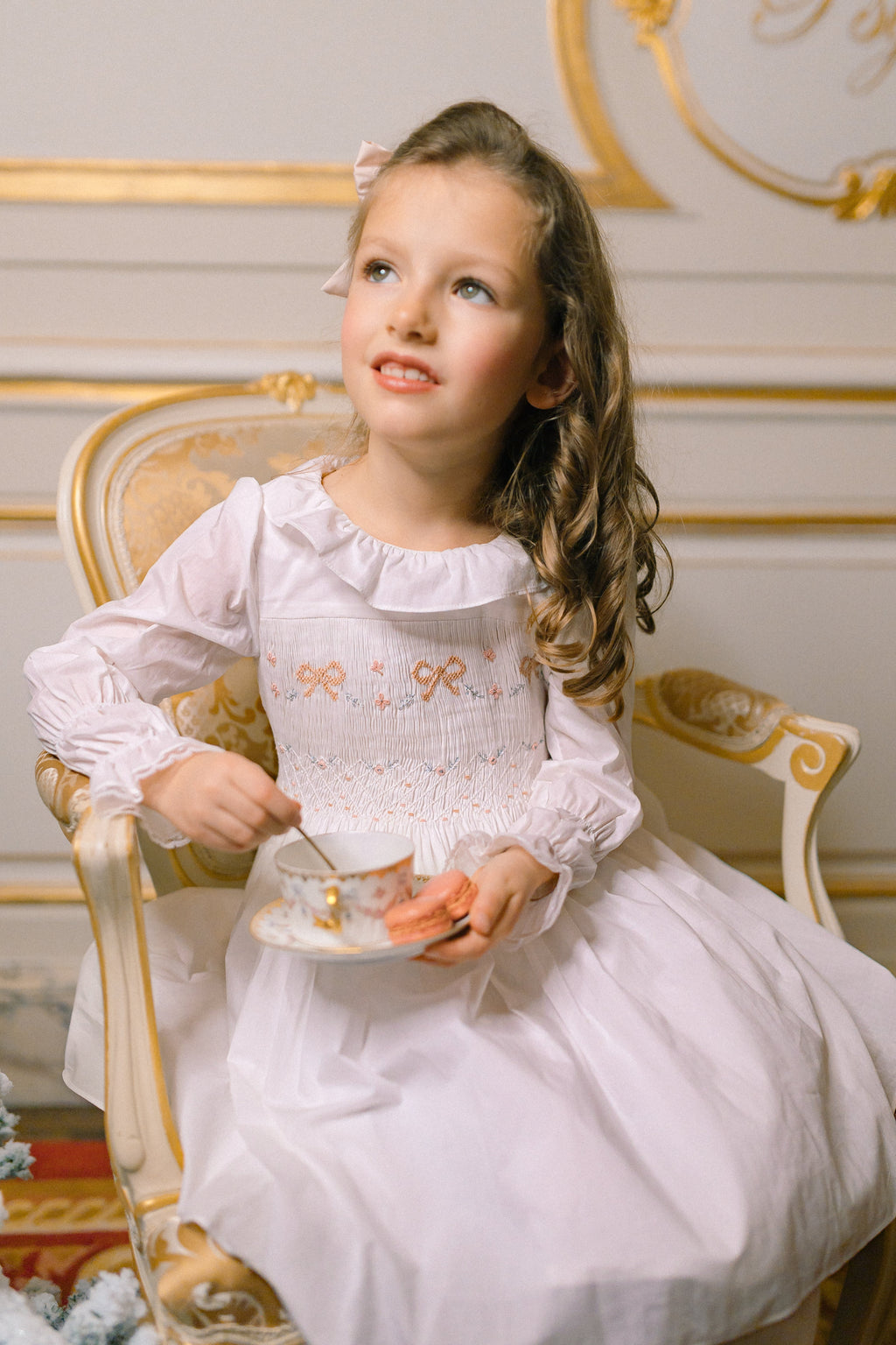 Marie Antoinette White Smocked Dress
