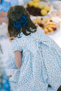 Isadora Floral Blue Short Puff Empire Dress