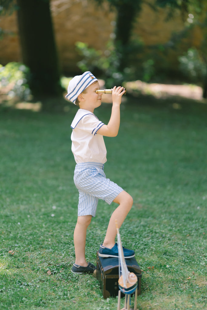 William Blue Stripe Shorts and Shirt