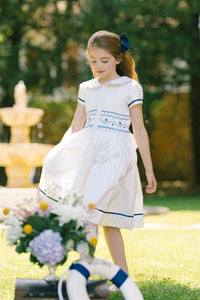 Riviera White Short Sleeve Smocked Dress