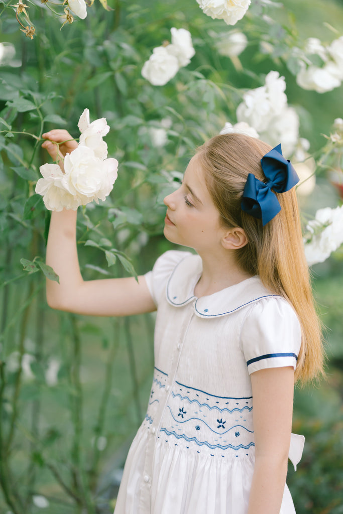 Riviera White Short Sleeve Smocked Dress