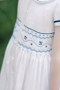 Riviera White Short Sleeve Smocked Dress