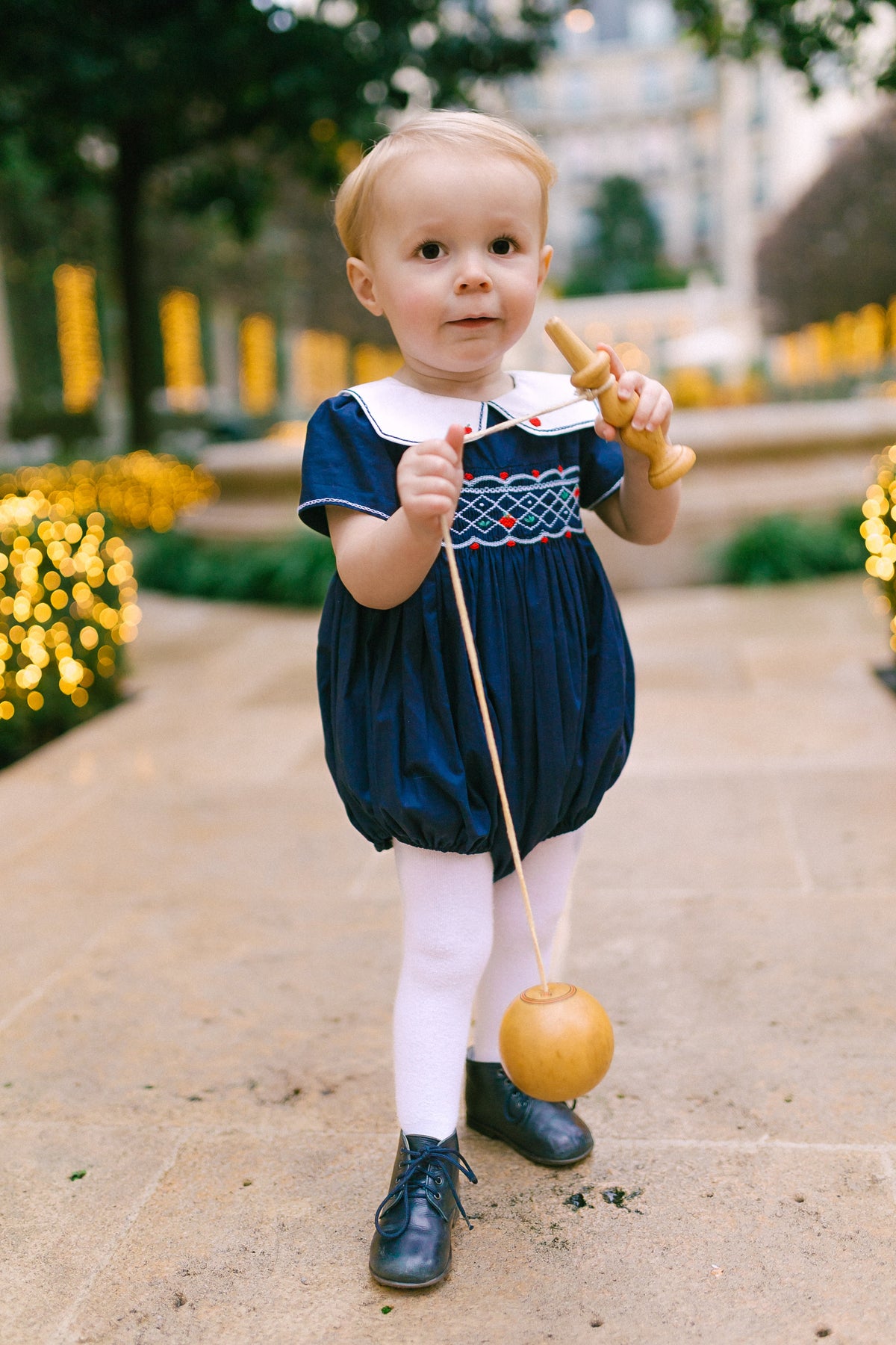 Marine Navy Smocked Romper