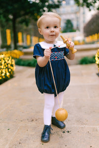 Marine Navy Smocked Romper