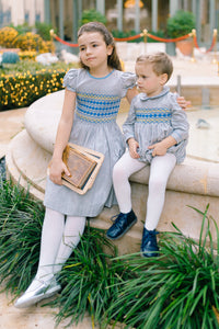 Ambre Grey Flannel Smocked Dress