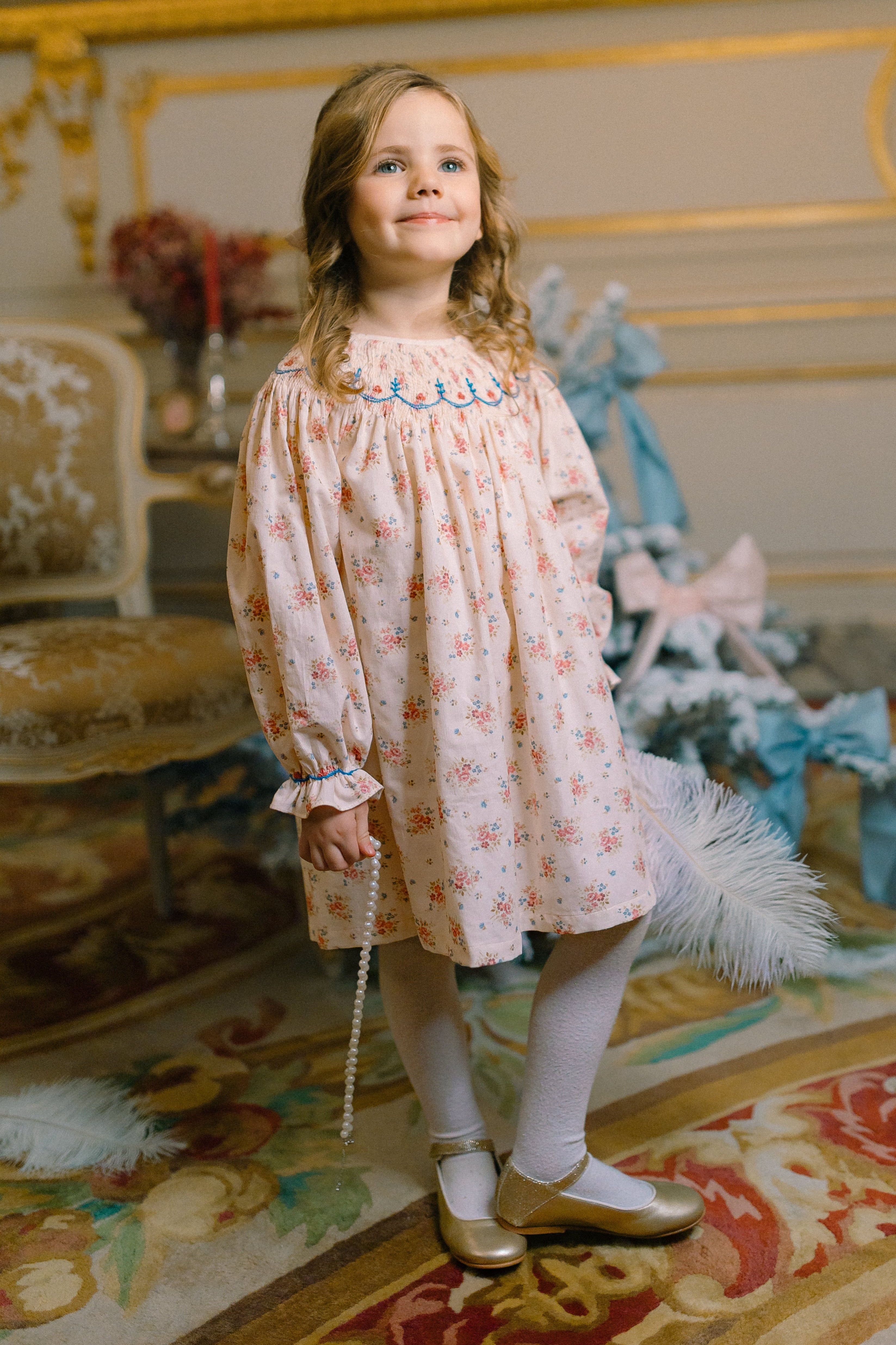 Agathe Floral Bishop Smocked Dress