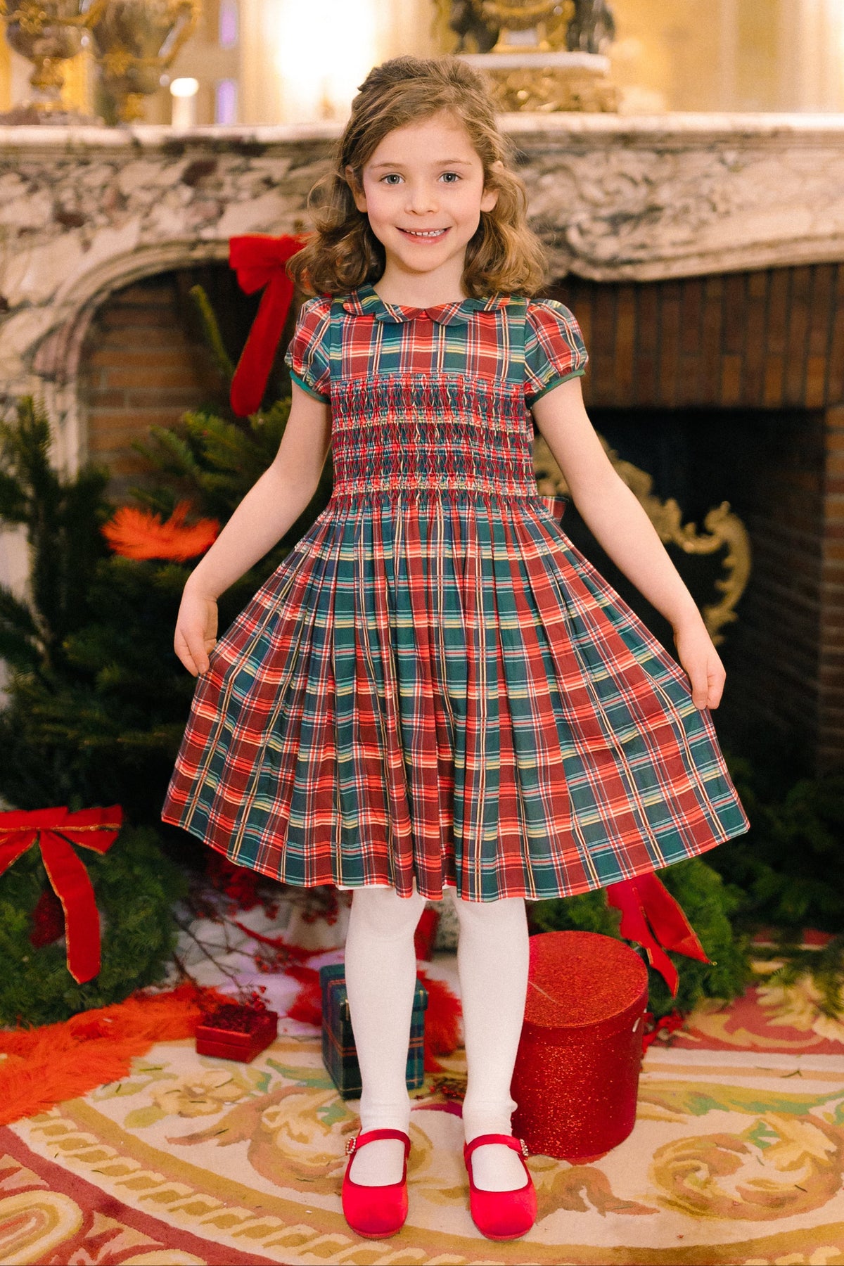 Victoire Tartan Smocked Dress