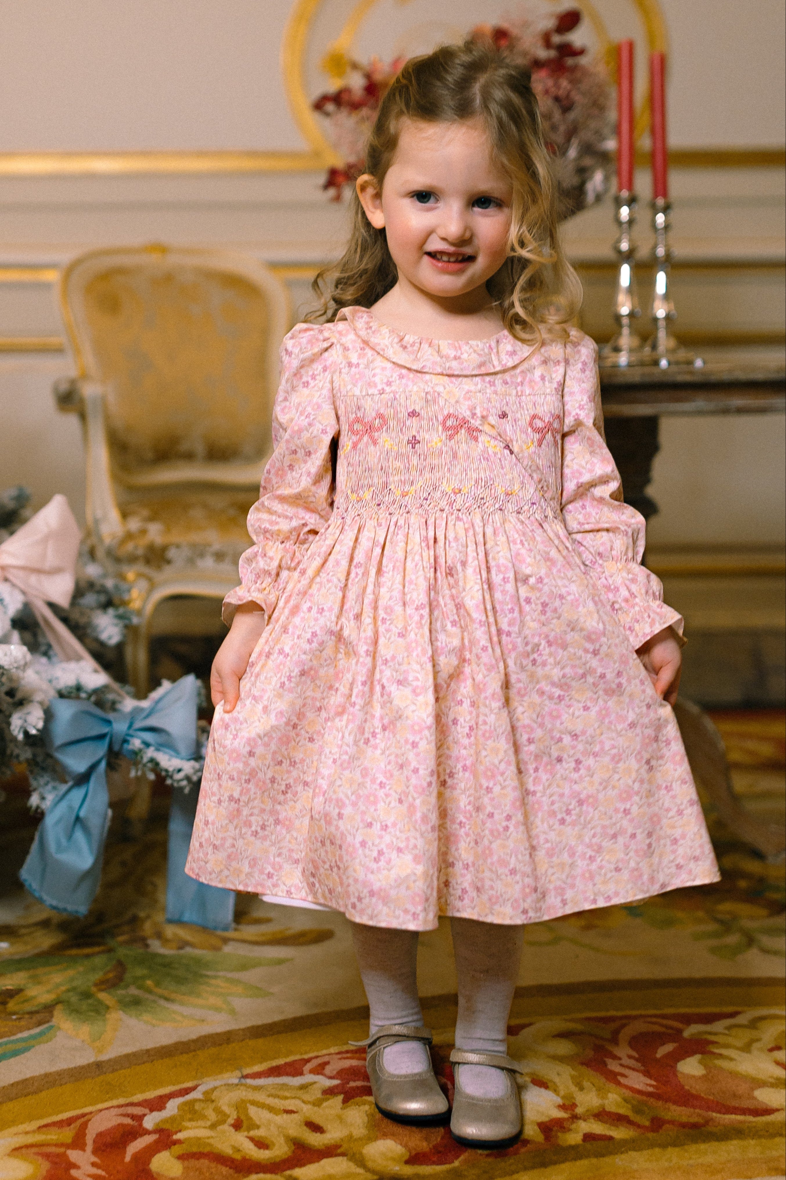 Marie Antoinette Floral Smocked Dress