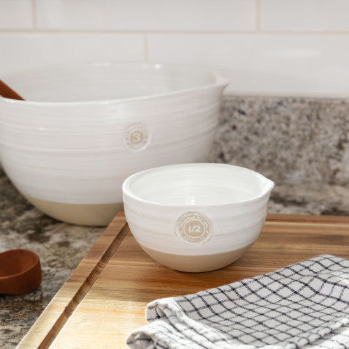 #1/2 Louisville Pottery Collection Nested Mixing Bowl in White