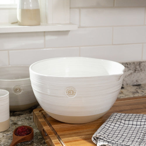 #3 Louisville Pottery Collection Nested Mixing Bowl in White