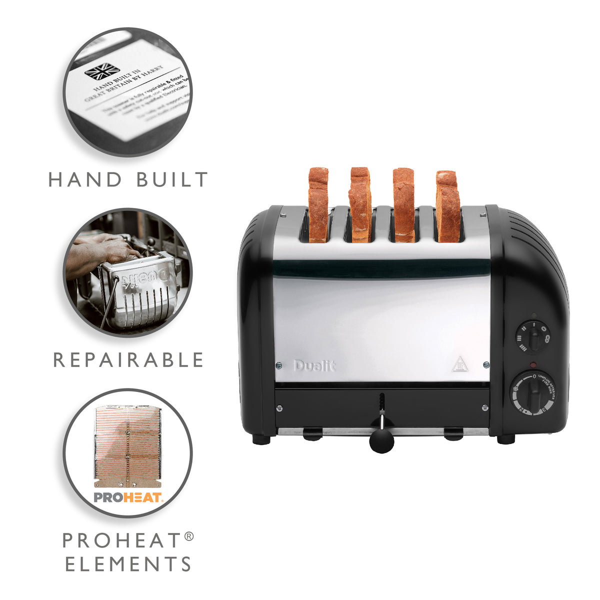 4 Slot Classic Toaster in Matte Black