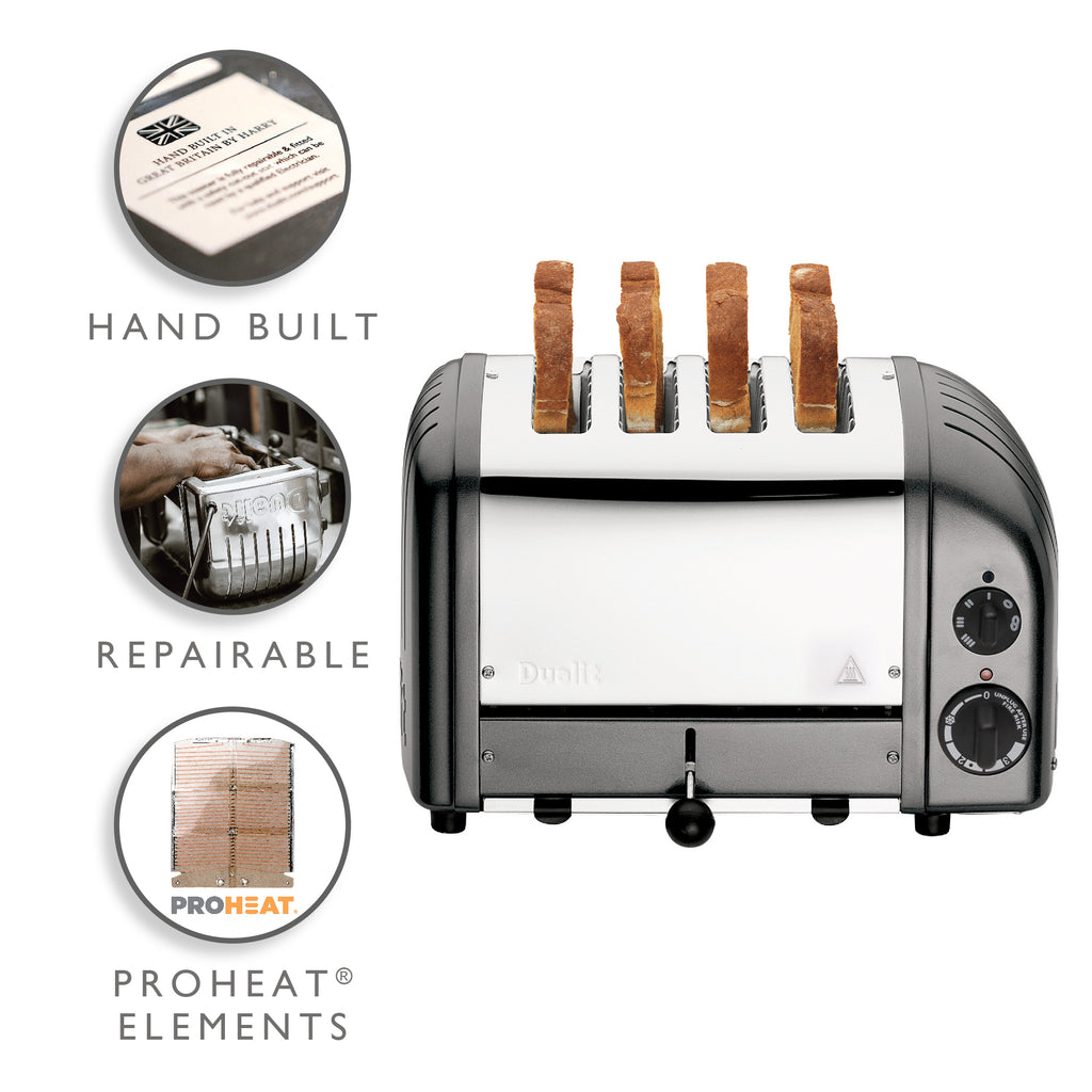 4 Slot Classic Toaster in Metallic Charcoal