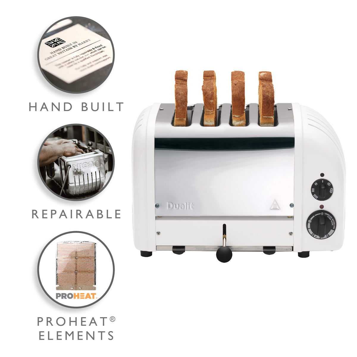 4 Slot Classic Toaster in White