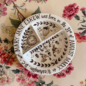 Children’s Divided Plate in Strawberry Thief with Bunnies