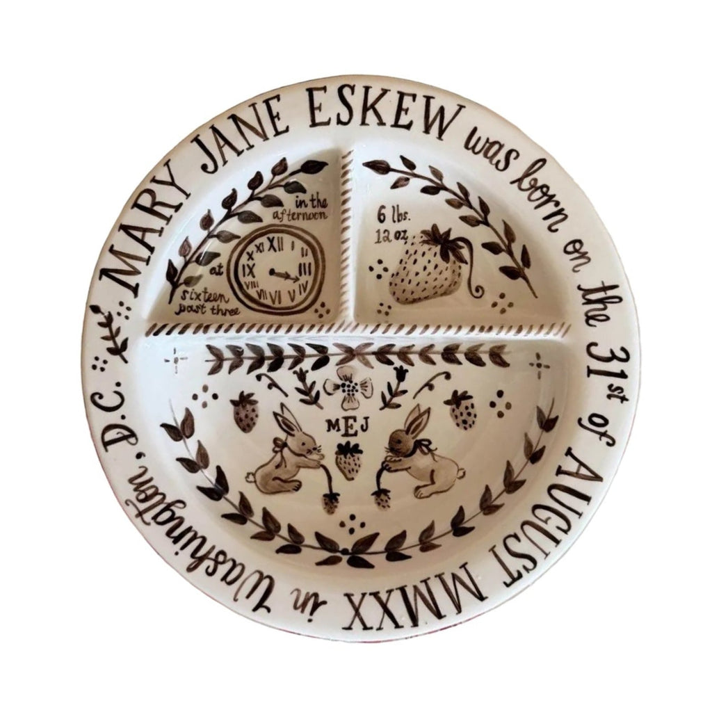 Children’s Divided Plate in Strawberry Thief with Bunnies