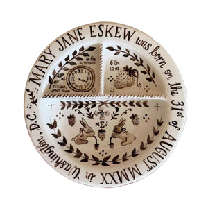Children’s Divided Plate in Strawberry Thief with Bunnies