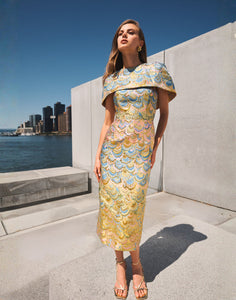 Sabrina Midi Dress in Gilded Marble