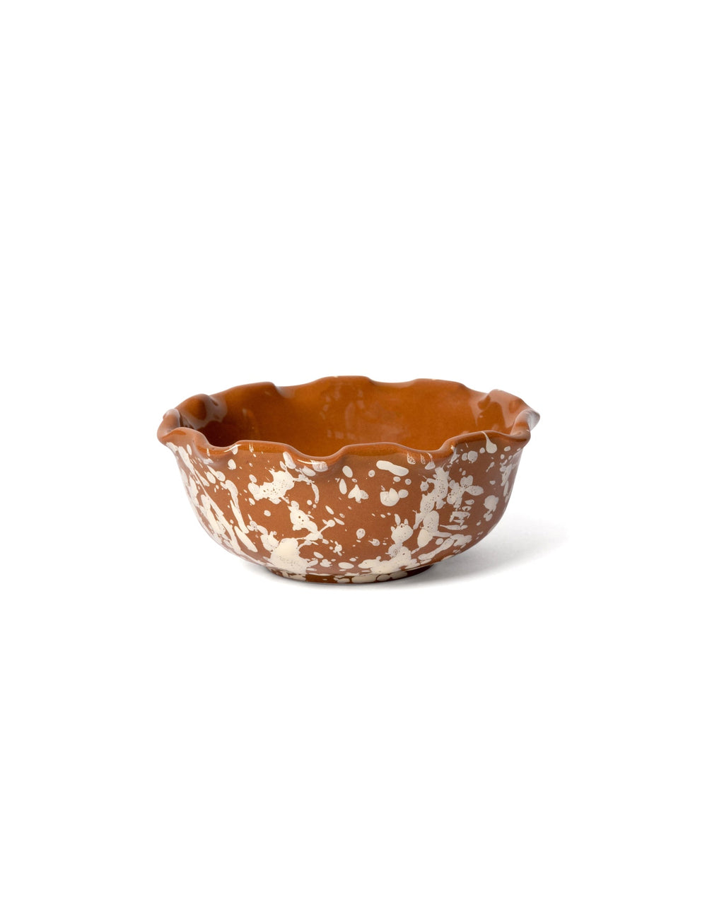 Splatter Scallop Dish in Terracotta & Cream
