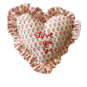 Love You So Heart Ruffle Pillow