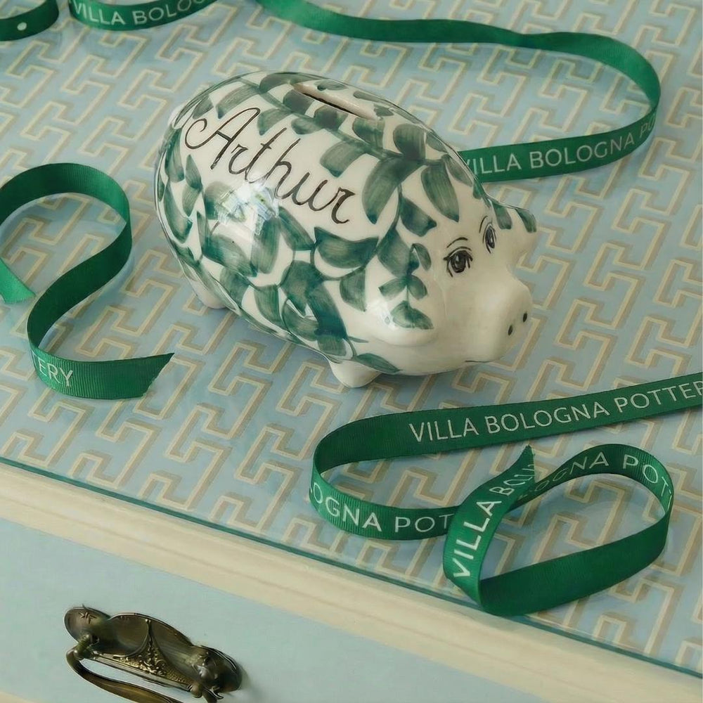 Personalized Green Piggy Bank