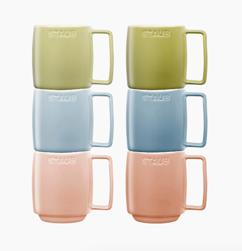 6 Piece Ceramic Mug Set - 12 oz.