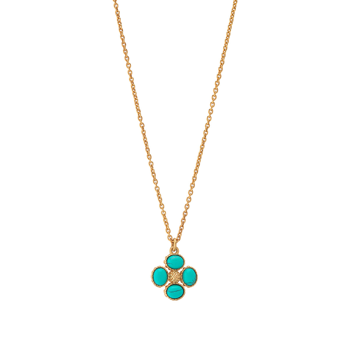 Berry Clover Double Sided Charm Necklace in Turquoise