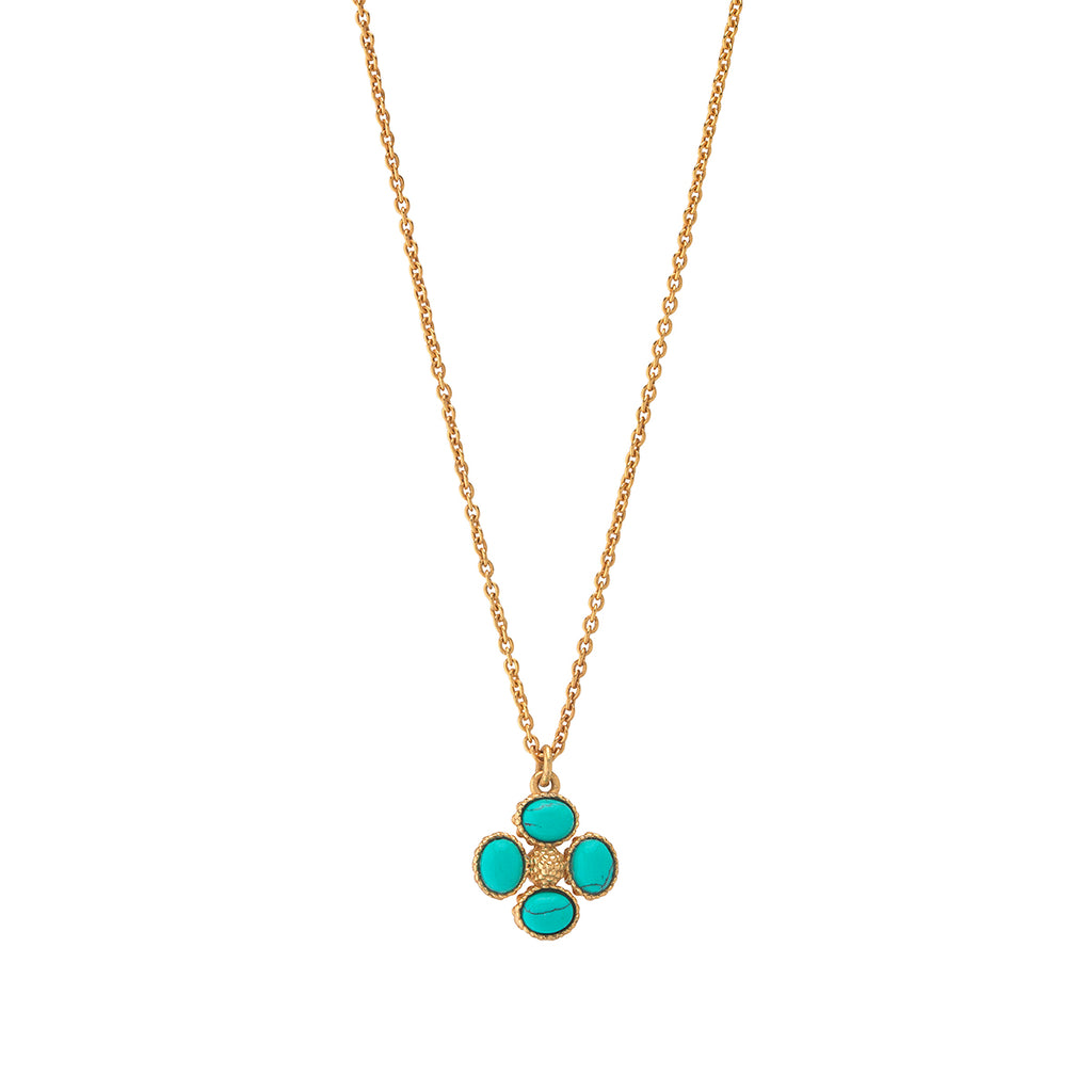 Berry Clover Double Sided Charm Necklace in Turquoise