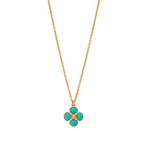 Berry Clover Double Sided Charm Necklace in Turquoise