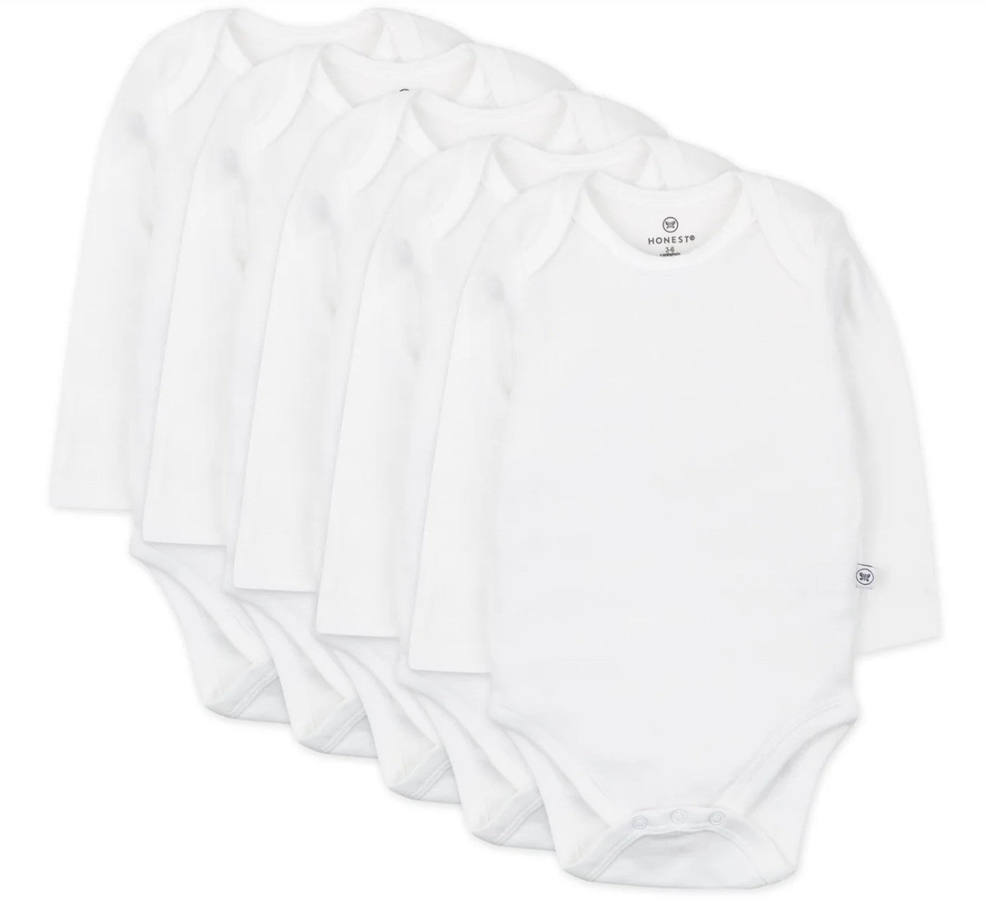 5-Pack Organic Cotton Long Sleeve Bodysuits, Bright White