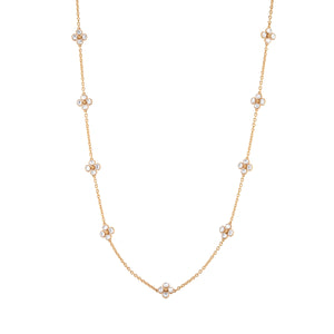 Berry Clover Double Sided Necklace 28" in Mother of Pearl