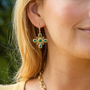 Monique Gem Dangle Earrings in Malachite