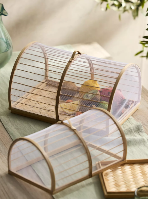 Bamboo Covered Serving Trays, Set of 2