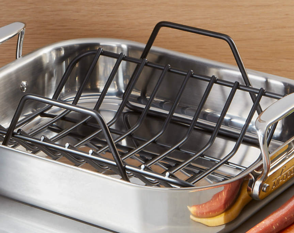 All-Clad ® Small Stainless Steel 14.5" Roasting Pan with Rack