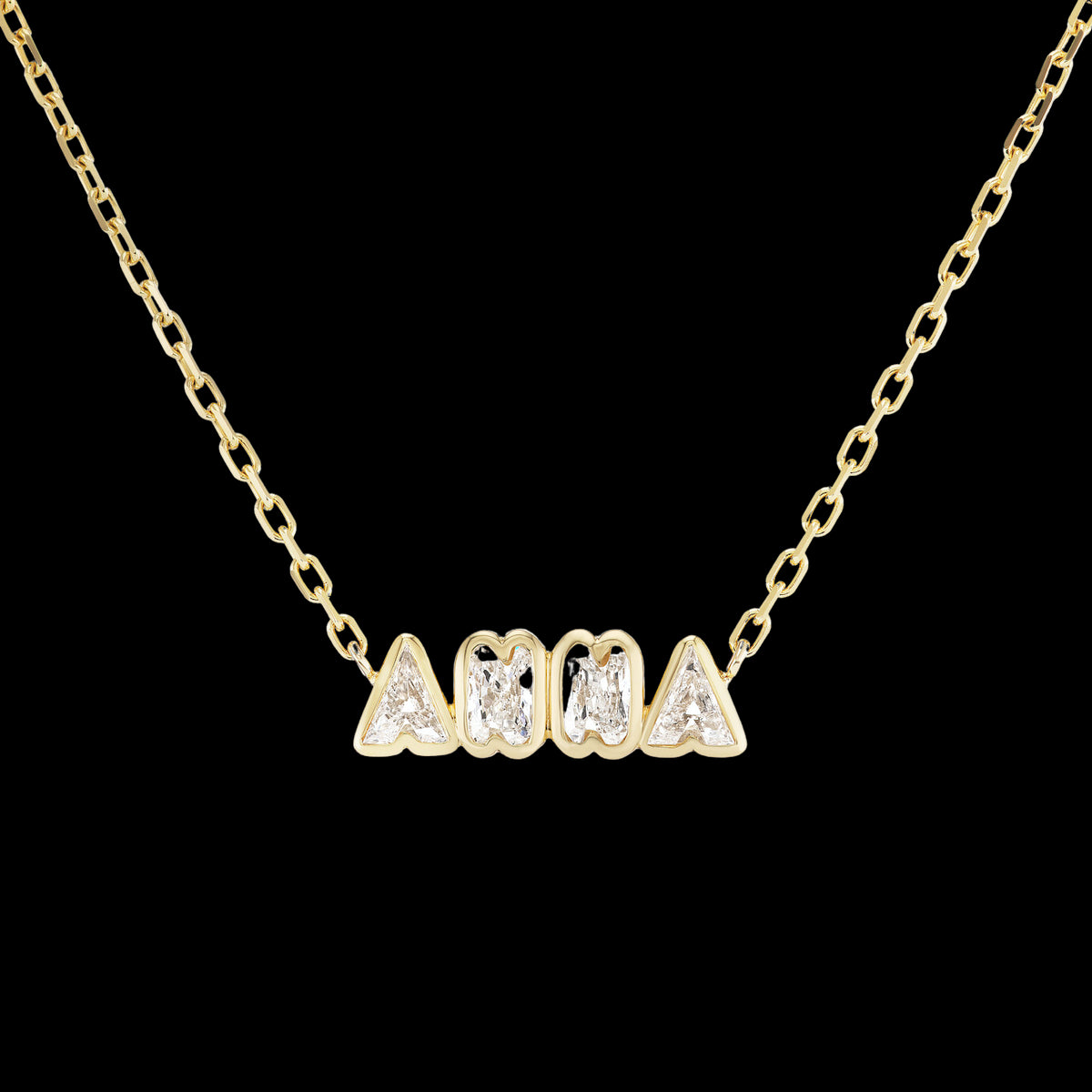 Bubble Bezel Diamond Name Necklace