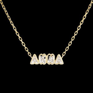 Bubble Bezel Diamond Name Necklace