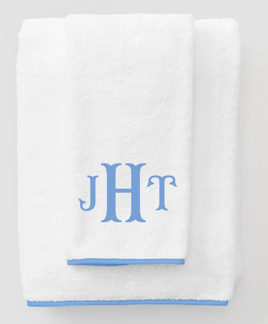Bath Sheet Starter Pack (6 pieces) French Blue on White Personalized