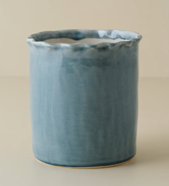 Blue Ceramic Utensil Crock